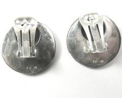 VTG STERLING SILVER Black Onyx Marcasite Stone Clip NonPierced Earrings 16.8 Grm