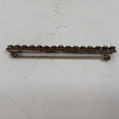 Antique Rhinestone Bar Brooch, Prong Set Stones, C Clasp Vintage