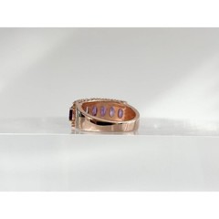 Faux Amethyst Clear Stone Rose Gold Toned Costume Jewelry Vintage Ring – sz 5.5