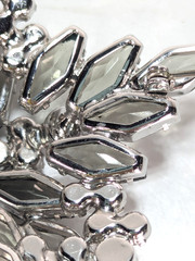 1950s Juliana D&E Book Piece Brooch Earrings Set Smoky Gray Coffin Navette 3″