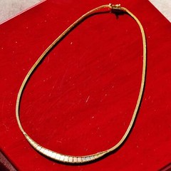 14k multi tone gold necklace Italian 16.0″ link chain vintage handmade 7.6gr