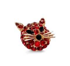 Vintage Cat Head Brooch Red Rhinestone SEE DESCRIPTION Free Ship!