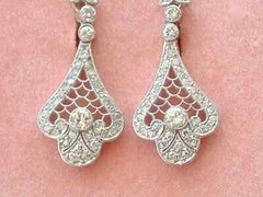 Art Deco Style Lab-Created Diamond Dangle/Drop Geometric Late Earring 925 Silver