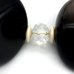 Large Lucite Nuggets Clear Faceted Crystals & Cream Saucer Spacers 20″ Necklace