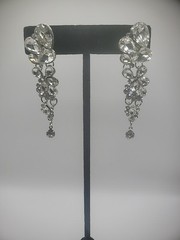 Vintage Chandelier Earrings Crystal Clip On Huggie Dangle Drop Jewelry Costume