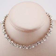 Eisenberg E Scroll Signed 13.25″ Silver Tone Baguette Rhinestone Bridal Choker