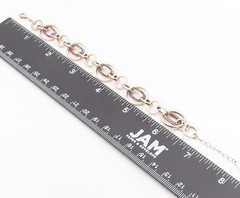925 Sterling Silver Vintage Bracelet Modernist CZ Geometric Oval Link BT12087