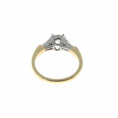 Vintage .90ct Ideal GIA Round Diamond Tapered Baguette 18k Gold Platinum Ring