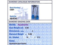 Antique 3.45Ct Aquamarine and 0.60Ct Diamond, Platinum Drop Earrings Circa 1925