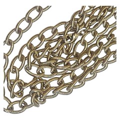 Long Matte Gold Tone Textured Curb Link Chain 48″