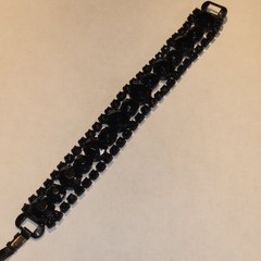 Vintage MCM Weiss Jet Black Rhinestone 7.5″ Bracelet – Statement Stunning