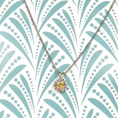 14K Solid White Gold Lab-Created Yellow Spinel Sun Pendant Necklace, 0.2 CTW