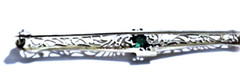 Antique Edwardian 10K White Gold BELAIS French Emerald Paste Bar Pin Brooch Lot