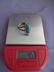 VINTAGE OLD PAWN STERLING KC KATHERINE CHIQUITO OVAL TURQUOISE RING SIZE 6