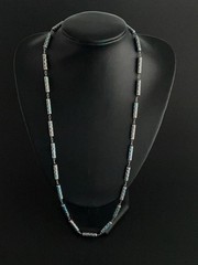 VINTAGE CHINESE EXPORT SILVER & CLOISONNÉ ENAMEL BARREL TUBE LINK NECKLACE 77CM