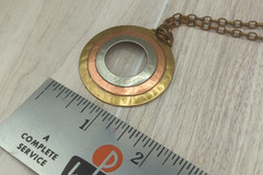 Marjorie Baer SF Brutalist Mixed Metal Medallion Pendant Necklace