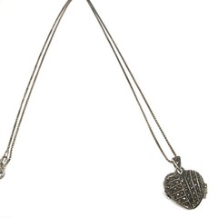 Vintage 925 Sterling Silver Marcasite Heart Locket Pendant Chain Necklace 24″