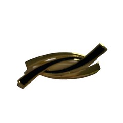 Monet Signed Modernist Lot Of 2 Brooches Pins Gold Tone Black Enamel