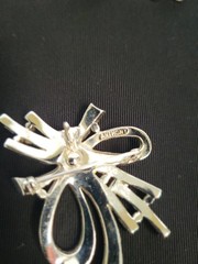 Vintage 1950 Art Decho Rhinestone Tied Ribbon Brooch & Earings Stamped Anthony