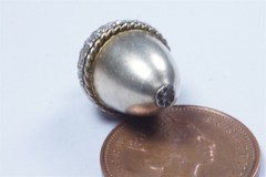 ANTIQUE SILVER ACORN SHAPED POMANDER CHARM / FOB / PENDANT c1900