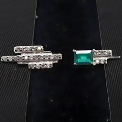 Gemstone Crystal Ring Emerald Cut Topaz Open Adjustable Cocktail Green OS NWT