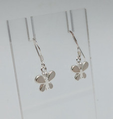VTG 925 MOP Butterfly Earrings 1in Drop Sterling Silver Mother of Pearl Inlay