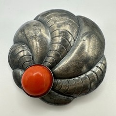 Rare Dinkelsbühl antique vintage German 935 silver red coral brooch pin