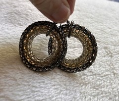 70s Metallic 3 Circle Dangle Statement Earrings- Silver & Gold~ 1-3/4” Circular