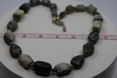 Heavy Large Beaded Necklace Sterling Silver