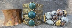 3 Vintage Artisan Ethnic Tribal Boho Wide Cuff Bracelets