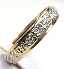 Antique 1920’s Eternity Wedding Band 14K Two Tone Gold Ring Sz 7.25 UK-O EGL USA