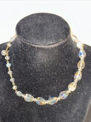 Vintage Brilliant Swarovski Teardrop Crystal Necklace 15.5 Inches