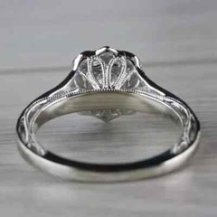 Art Deco Style Round Lab Created Diamond 14K White Gold FN Halo Engagement Ring