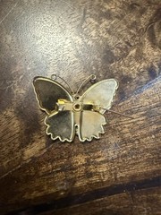 Set of 5 Vintage Gold Tone Multicolor Glitter Butterfly Pins Circa 1970s-1980s