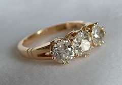 Art Deco Style Round Lab Created Diamond 14K Yellow Gold FN Wedding Ring