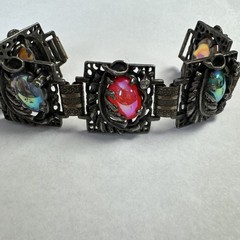 Vintage Linked bracelet Carnival Glass