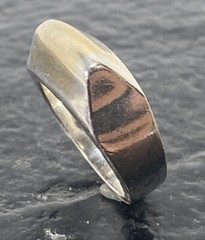 Sterling and 14KT WG Ladies Dome Ring Sz~6 8.6 Grams