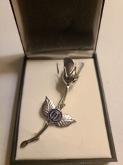 Vintage Silvertone Rose Stem Brooch 2.5 Inches Unsigned 1960-1970 Elegant…