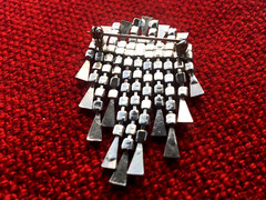 Vintage Brooch pin White stone glass 11 pendants USSR