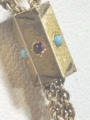 Victorian Gold Filled Slide Chain Garnet Opal Slide 42” 2mm 5x9mm Slide 10.1gr
