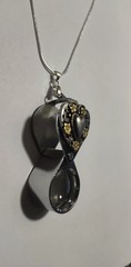 Antique Silver Gold Tone Floral Heart Magnifying Loupe Pendant Necklace 20 x