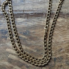 Monet Flapper Length Necklace Gold Tone Textured Rope Chain 54” Signed Vintage