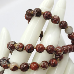 Jasper Stone Varied Brown Hues Hand Knotted Beaded Over the Head Necklace 30 In