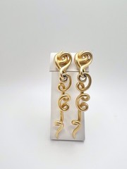 Vintage GIVENCHY Paris New York 80s Matte Gold Tone Abstract Swirl Clip Earrings