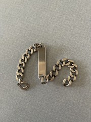 HEAVY 40G VINTAGE 1970s CURB 925 STERLING SILVER BRACELET 8-3/4” ID NAMEPLATE