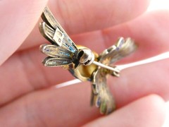 Italian Alioto Adriana Gilt 800 Silver Enameled Hummingbird Pin Brooch 5g 45mm