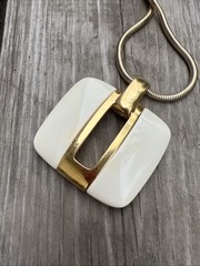 Vintage LANVIN IVORY KEYHOLE PENDANT NECKLACE