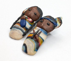 VTG Polymer Clay Native American Indigenous Boy & Girl Pierced Earrings Handmade