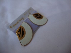 VINTAGE SAMUEL HUANG SIGNED CLOISONNE RETRO ABSTRACT BLACK WHITE ENAMEL EARRINGS
