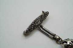 Vintage 800 Silver Marcasite Dangle Brooch 4.5cm X 2.8cm Signed CB JB27